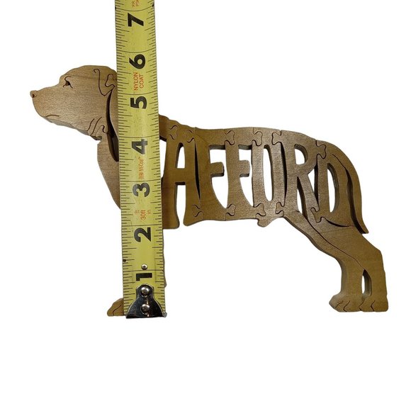 Shafford Dog Wooden Scroll Jigsaw Puzzle Figurine Wood Art USA Signed By Maker - Picture 4 of 5
